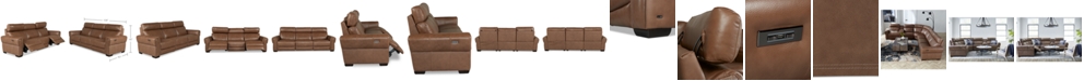 Furniture Josephia 3-Pc. Leather Sectional with 2 Power Recliners, Created for Macy's